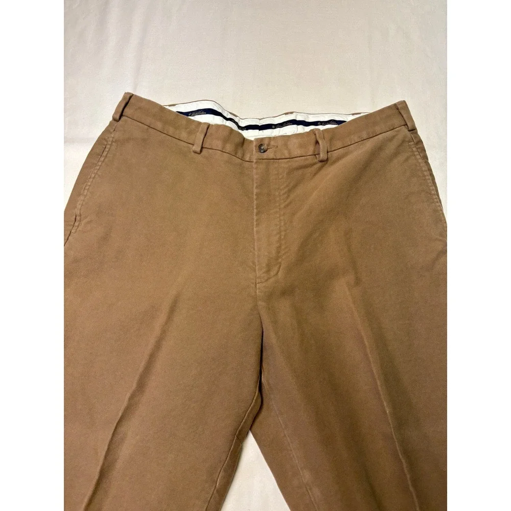 Brooks Brothers Hudson Chinos Mens 38x29 Brown 100% Cotton‎ Flat Front Pants